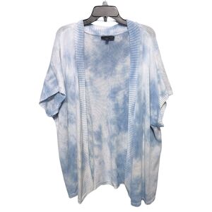 Lane Bryant Blue Tie Dye Short Sleeve Open Front Sweater Womens Size 18/20 2X